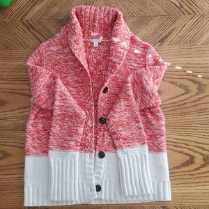 Orange and white knit sweater